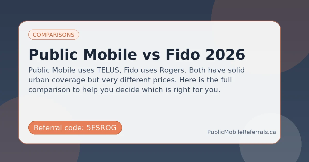 Public Mobile vs Fido guide Public Mobile vs Fido featured image with Public Mobile referral code 5ESROG