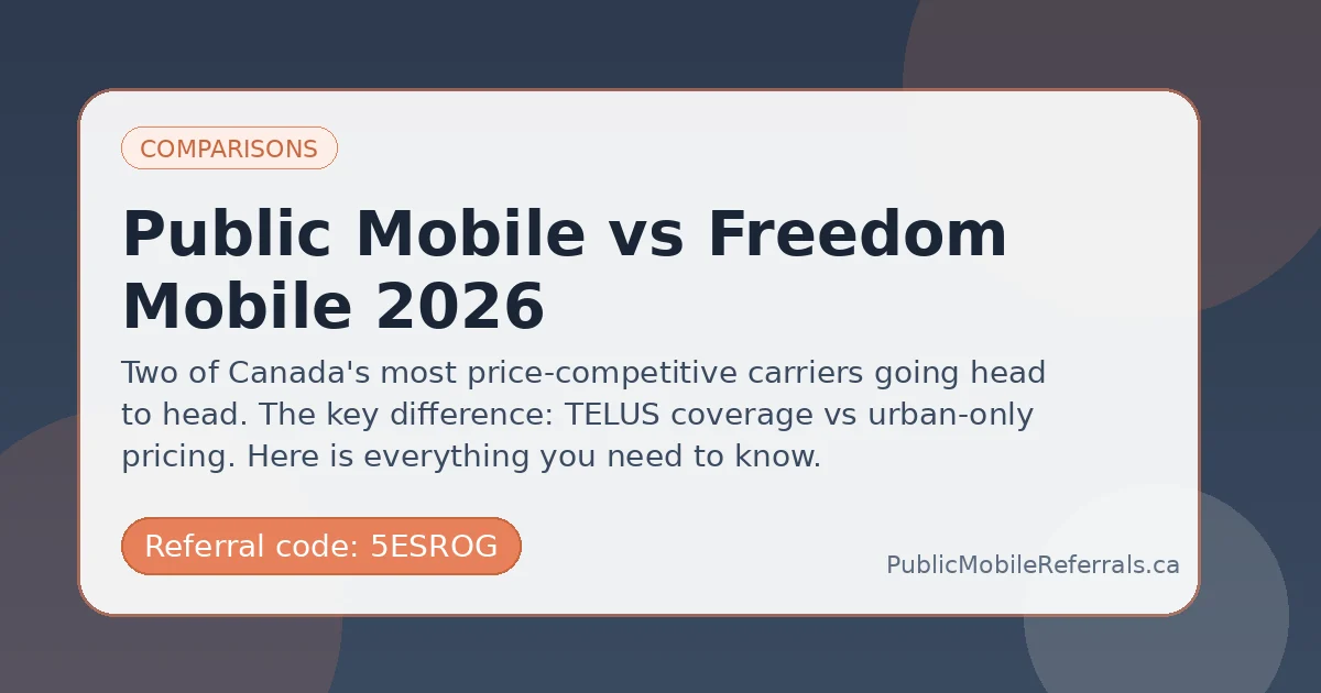 Public Mobile vs Freedom Mobile featured image with Public Mobile referral code 5ESROG