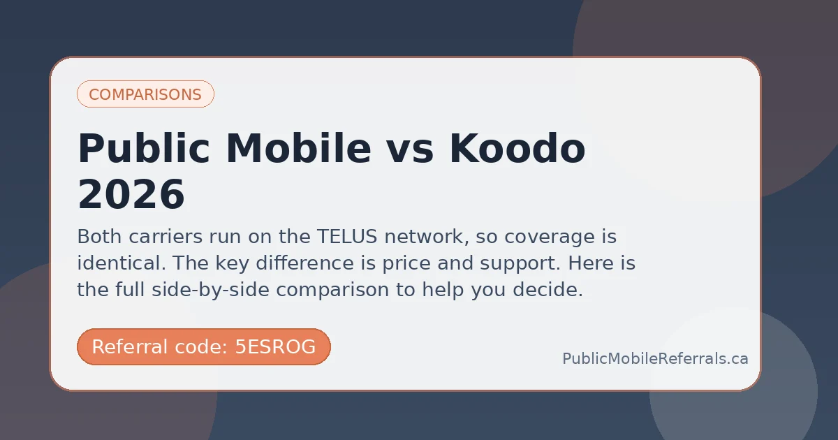 Public Mobile vs Koodo guide Public Mobile vs Koodo featured image with Public Mobile referral code 5ESROG