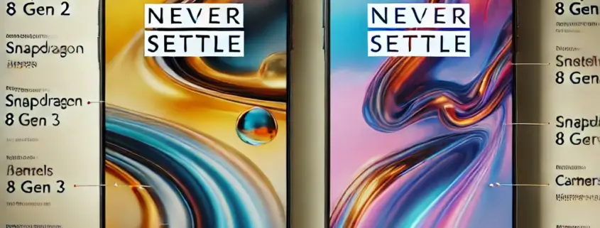 Side-by-side comparison of the OnePlus 12 and OnePlus 13 smartphones, showcasing design, display brightness, and camera differences.