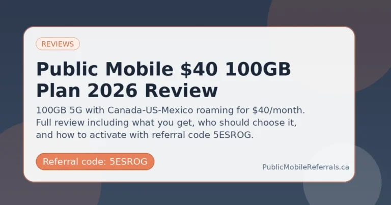 Public Mobile $40 100GB Plan 2026 Review 3 Public Mobile $40 Plan 2026 Review guide for Public Mobile referral code 5ESROG