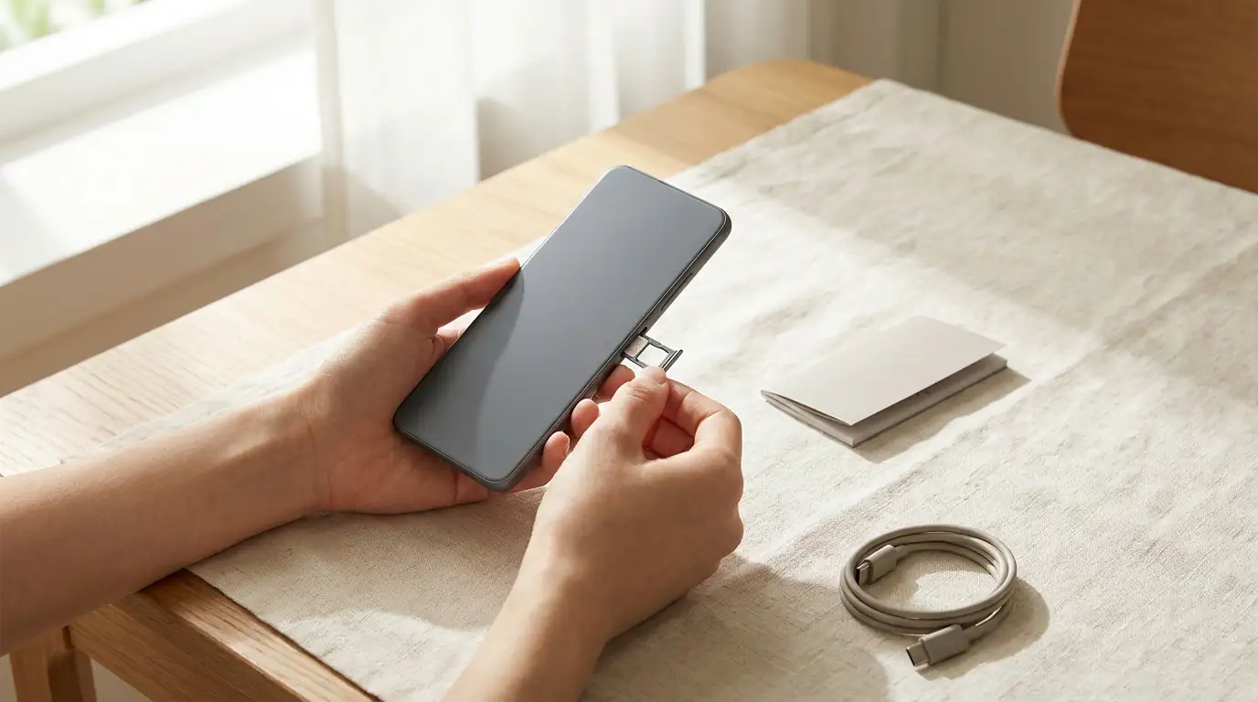 Person holding an unlocked smartphone ready to activate on Public Mobile BYOP plan