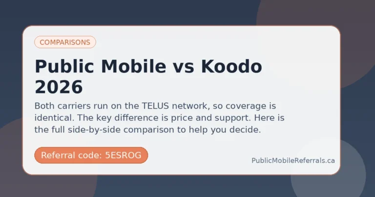 Public Mobile vs Koodo 2026 guide for Public Mobile referral code 5ESROG